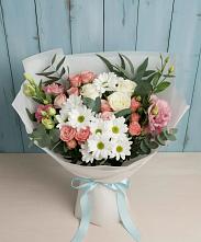 Букет цветов из:  Розы, Лизиантусы и Хризантемы в Юрты