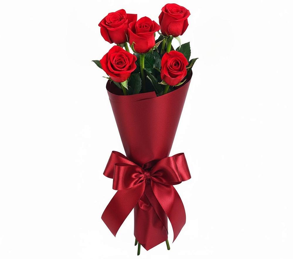 Букет 5 Красных роз Эдлесс Лав в Юрты