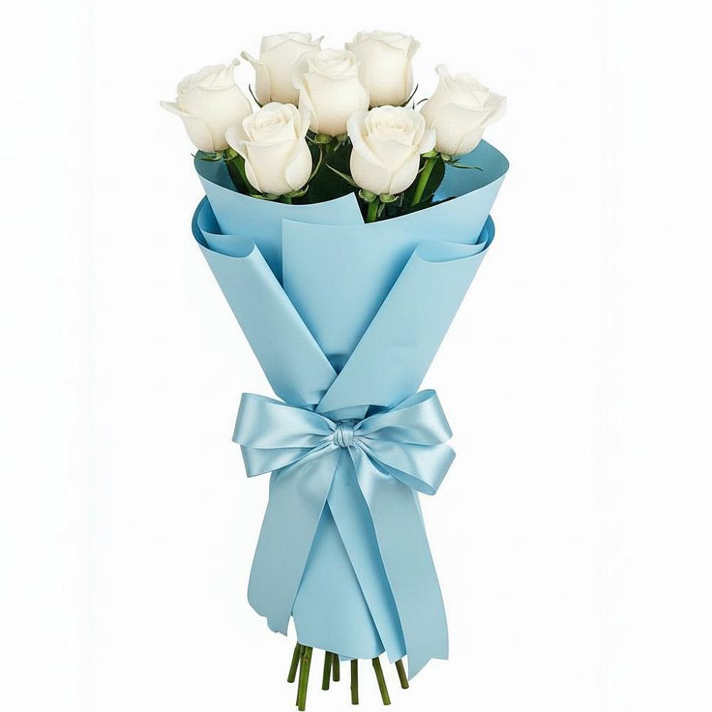 Букет 7 белых роз Проуд в Юрты