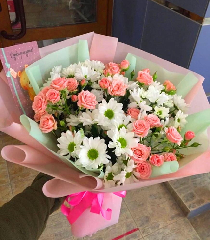 Букет цветов из: Розы и Хризантемы в Юрты