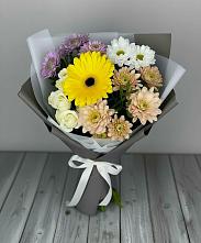 Букет цветов из:  Розы, Герберы и Хризантемы в Юрты