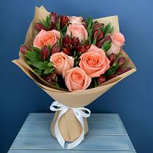 Букет цветов из:  Розы и Альстромерии в Юрты