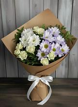 Букет цветов из:  Хризантемы и Розы в Юрты