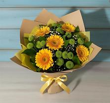 Букет цветов из:  Герберы и Хризантемы в Юрты