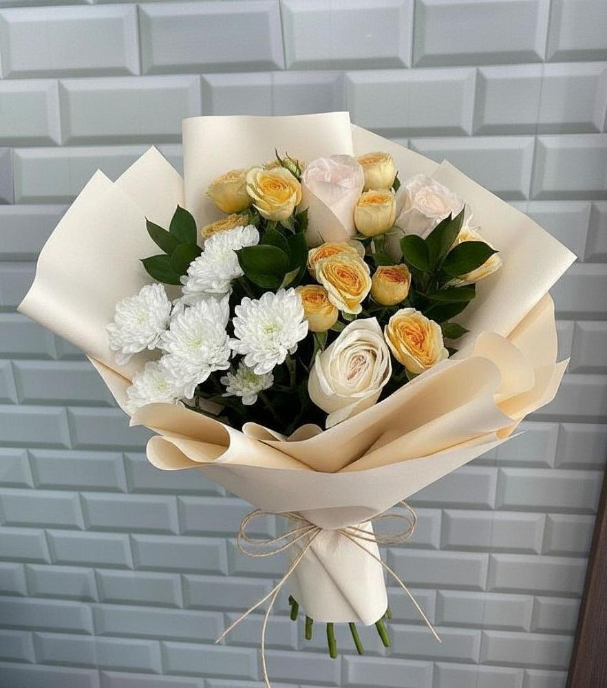 Букет цветов из: Розы и Хризантемы в Юрты