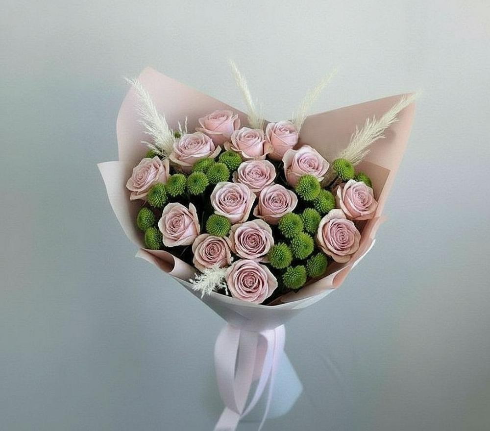 Букет цветов из: Розы и Хризантемы в Юрты