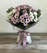 Букет цветов из:  Хризантемы и Розы в Юрты