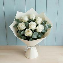 Букет Белые розы в Эвкалипте #REPLACE_PRED# Юрты